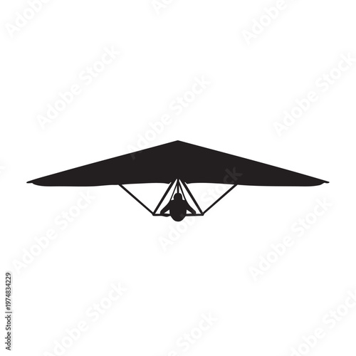 Black hang glider silhouette minimalist vector illustration for adventure and travel concepts isolat