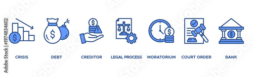 Photos Bankruptcy banner web icon vector illustration concept with icon of crisis, debt