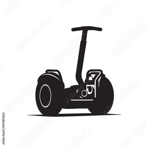 Black silhouette of a self-balancing personal transporter modern electric scooter icon for transport