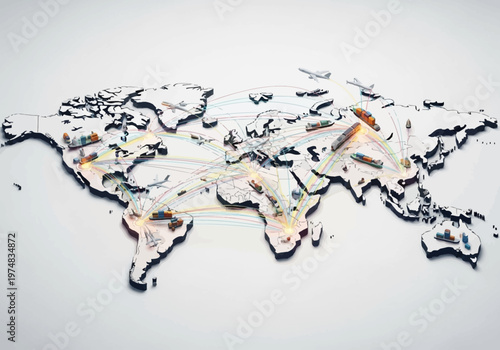 World Map with Colored Pins.