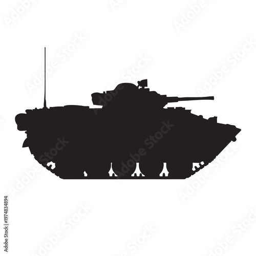 Silhouette of a military tank a powerful armored vehicle vector illustration for defense and war con