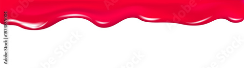 Strawberry, cherry dripping sweet jam red background.