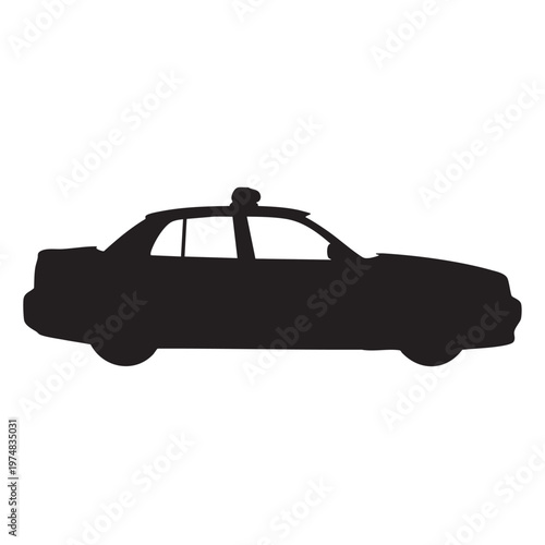Black silhouette of a taxi car with roof light simple vector icon for transportation concepts isolat