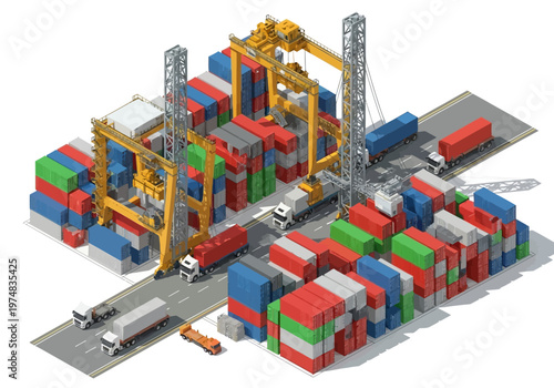 Container cargo shipping logistics transport hub.