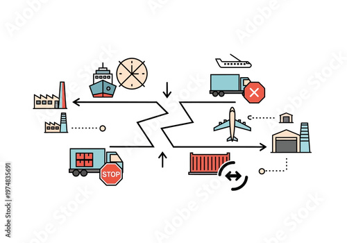 Logistics transportation supply chain network.
