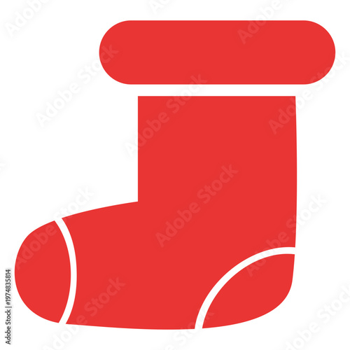 Christmas stocking flat icon red