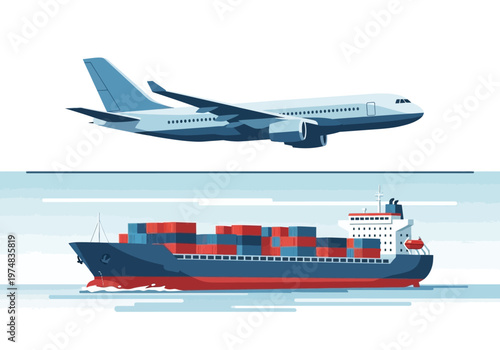 Cargo Ship Sailing Ocean Freight Transport.