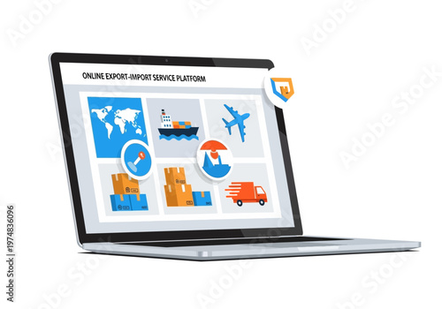 Laptop showing online tracking service platform.