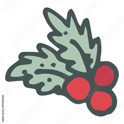 Mistletoe hand drawn cartoon icon 54