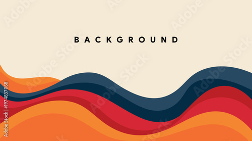 Abstract background with flowing waves of orange, red, and blue hues