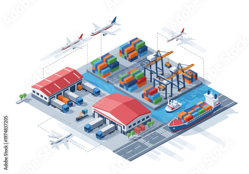 Cargo ships and planes transport goods.