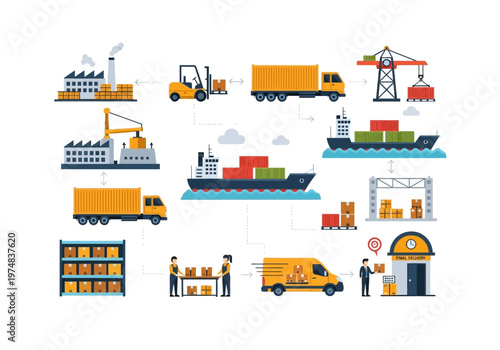 Logistics and transportation industry vehicles.