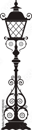 Set of vector silhouettes of lamppost
