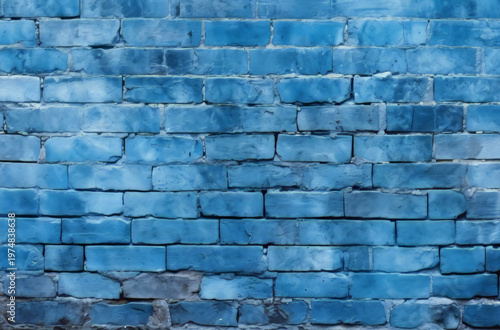 Processed collage of dark blue old brick wall texture. Background for banner, backdrop or texture