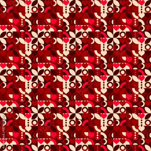 heart art geometric pattern seamless fabrics design.