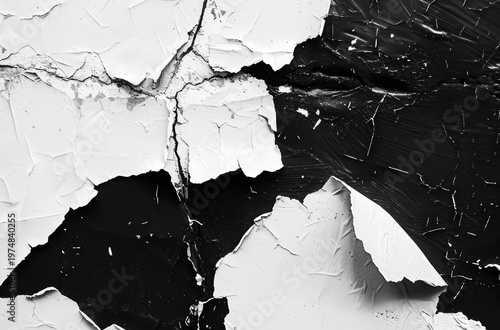 Photo of Peeled white paint on plaster wall. Background texture for backdrops or mapping