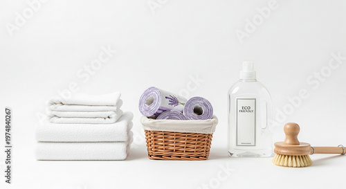 Stack of clean white bath towels.