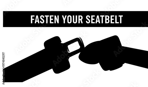 Seatbelt safety rule banner buckle up driver road safety vector illustration