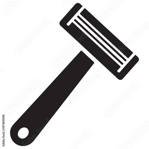 Black Shaving Razor Icon on White Background
