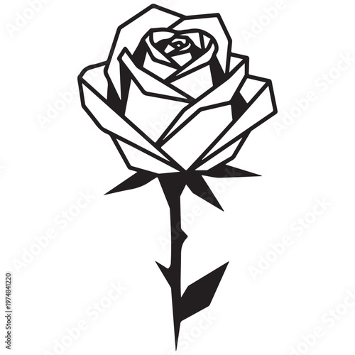 Geometric Rose Line Art Illustration