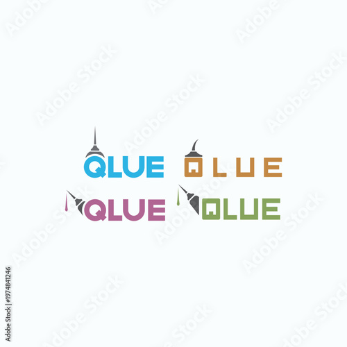 

An illustration of the word "glue" as a symbol or logo. Vector image of a tube of glue.