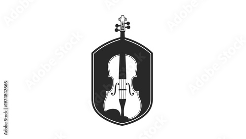 Violin Emblem Logo Design Element.