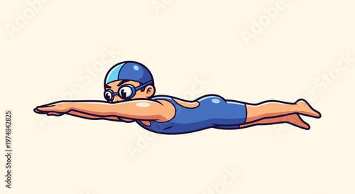 Swimmer in Blue Suit Diving.