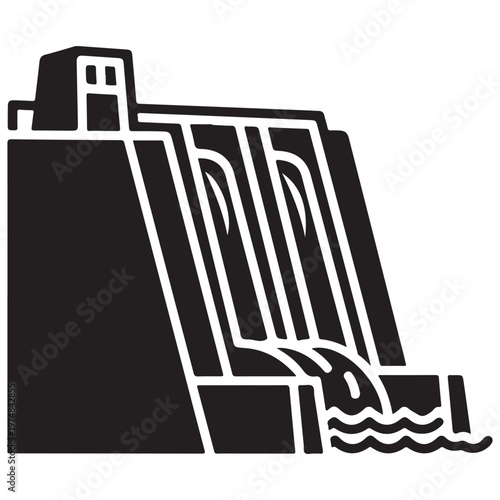 Hydroelectric Dam with Flowing Water Icon