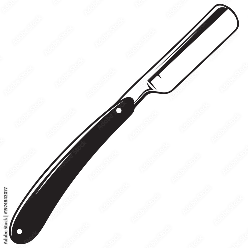Fototapeta premium Classic Straight Razor Illustration for Grooming and Barber Services