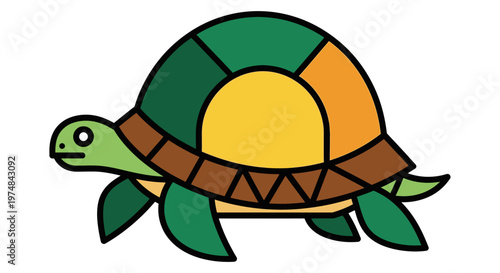 Colorful Cartoon Turtle Illustration.