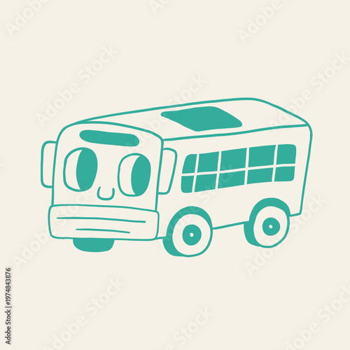 hand drawn school bus children cartoon character illustration