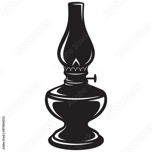 Classic Oil Lamp Black Silhouette Illustration