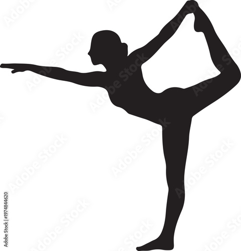 yoga dancer pose silhouette in sunset glow