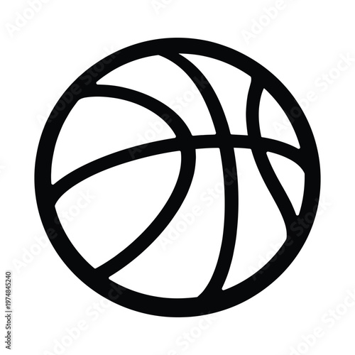 Basketball icon vector line art silhouette isolated on white background illustration