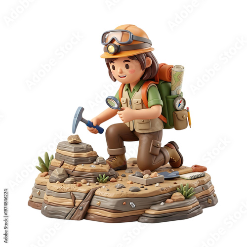 Young Miner Figurine with Tools and Backpack.