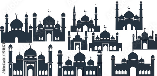 Silhouette of a grand architectural complex with domes and spires