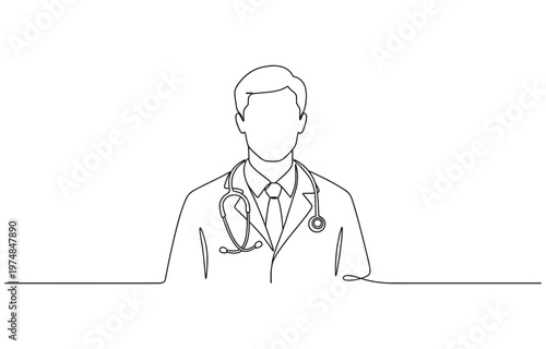 Doctor checking patient medical continuous one line drawing, One continuous line drawing of young female doctor checking patient pulse rate.