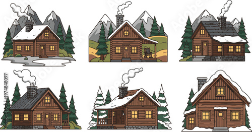 Colorful fairy tale cottages with whimsical architectural details