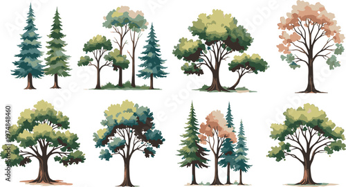 Whimsical miniature christmas tree village scene for holiday display