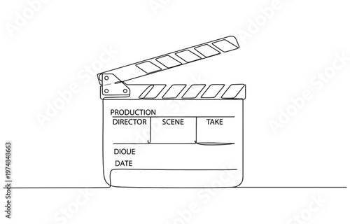film clapper continuous one line drawing, Clapper board and film reel continuous one line drawing.