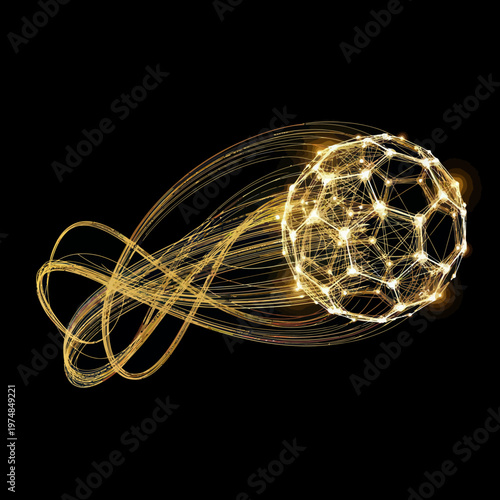 Golden Soccer Ball in Motion.