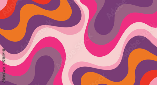 Abstract retro waves in vibrant pink, purple, and orange hues