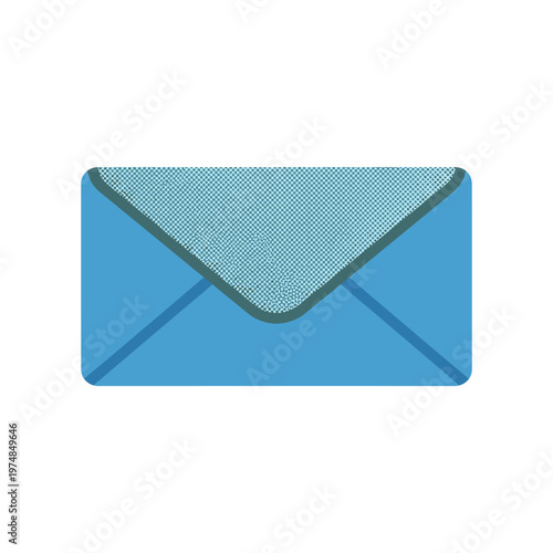 Modern blue envelope with dotted pattern flap communication and message concept clean illustration on white background graphic.