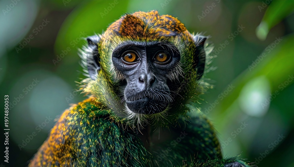 Fototapeta premium Close-up of a young monkey in forest.