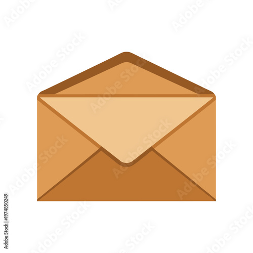Closed brown mail envelope with triangular flap, isolated vector illustration of blank letter for communication, flat design correspondence element for messaging and information exchange.