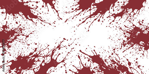 Abstract red and brown ink splatter grunge frame with copy space splatter abstract background illustration template explosion distressed creative halloween crime scene disturbing