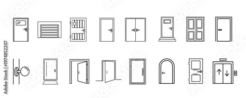 CAD Door Set, Architectural Door Symbols, AutoCAD Door Plan and Elevation Vector Collection