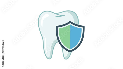 Tooth with shield protection symbol.