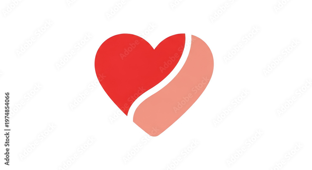 Obraz premium A red and pink heart with a white line down the middle