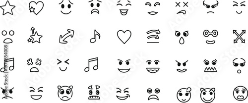 Collection of diverse emoticons and symbols a visual representation of digital communication and expression